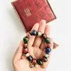 Strand E15E Vintage Glaze Beads Bracelet Ethnic Wrist Jewelry Incenses Ashes