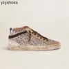 Goldenss Goosess Nieuwe release Italië merken Schoenen Golden Mid Slide Star High-top Sneakers Dames Schoenen mode roze-goud glitter Klassiek Luipaard Wit Do-old D