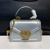 Bolso de mensajero con asa superior, bolso de mano con solapa, bolso cruzado de cuero genuino, joyería con hebilla de corazón, carteras con cadena 5A 231J