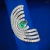 Küme Yüzükleri 2024 S925 Silver Europe America Amerika Sınır Öldü Lüks Kakma 5 7 Armut Şeklinde İmitasyon Emerald Ring