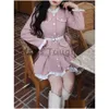 Basic Casual Jurken Winter Riem Vintage Lolita Mini Jurk Vrouwen Kawaii Een Stuk Femalework Koreaanse Elegante Partij 2023 Drop Delive Dhil9