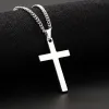 MOOHAM Polished Cross with Necklace Men Filled Silver Black Gold Stainless Steel Plain Pendant Chain 24 Inch Collection Men's 2024224