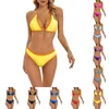 Women's Swimwear Fashion Sexy Color Block Bikini Swimsuit Set With Padded Pads Bandeau Tops Wax Strips For Women