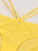 Mutandine da donna CYHWR Ladies Sexy Large Size Mesh See Through Panty Lingerie Donna Intimo giallo limone