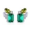 Emerald Gemstone Stud Earrings S925 Silver Shiny Zircon örhängen Europeiska temperament Nischdesignsmycken2466