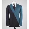 Costumes pour hommes Design contrasté pour hommes mariage marié robe de bal double boutonnage blazer ensembles costume homme vêtements d'affaires 2 pièces