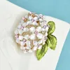 Brooches Wuli&baby Pretty Hydrangea Flower Women Enamel Pink Rhinestone Plants Party Office Brooch Pins Gifts