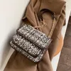 Hbp bolsa de bagagem de viagem bolsa de ombro embreagem moda retalhos cor tweed crochê xadrez feminina corrente duffle purse255q