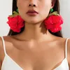 Dangle Earrings Exaggerated Colorful Large Fluffy Fabric Mesh Rose Flower Drop Women Trendy Elegant Petal Y2K Wed Accessories