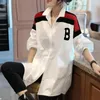 Vrouwen Blouses Mode Revers Gedrukt Gesplitst Asymmetrisch Shirt Kleding 2024 Herfst Winter Oversized Casual Tops Commuter