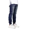 Jeans voor heren Verontruste potloodbroeken voor heren, denimzakken, streetwear, middentaille, wassing, slanke ritssluiting, plat, lichte stretch, enkellengte