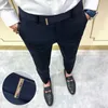 Bahar Erkekler Pantolon Koreli İnce Fit Erkekler Sıradan Ayak Bileği Uzunluk Pantolon Sokak Giyim Erkekleri Yüksek Kaliteli Siyah Gri Khaki Elbise Takım Pantolon 240222
