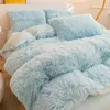 Super Shaggy Quilt Cover Super Warm Bed Plush Velvet Bedding Set Lamb Wool Cashmere Duvet Cover Pillowcase Girls Princess 240220