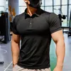 Mode Polo Tee Hommes Tshirt Revers Casual Manches Courtes Couture pour Homme Couleur Unie Équipe Pull Top Homme Séchage Rapide 240219