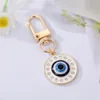 Chaveiros Chaveiro Religioso Chaveiro Cor de Ouro Multicolor Redondo Evil Eye Esmalte para Saco de Escola Carro Telefone Chave Charme Acessórios de Jóias