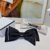 Hair Clips Barrettes Black White Women Barrettes Bowknot Diamond Designers Hair Clips Fashion Pearl Letter Girls Hair Barrette 2Colors