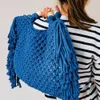 Sacolas de grande capacidade de luxo designer bolsa para mulheres tricô borla beading decorar bolsa senhoras saco de praia 240221