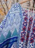 Damen-Badebekleidung, blau, mit V-Ausschnitt, bedruckt, Kaftan, übergroß, Strandvertuschung, Saida De Banho Para Praia, Sarong Robe Plage #Q652