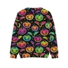 Kvinnors hoodies halloween termisk sublimering tom för tryck pumpa skräckelement party pullover crew-neck hoodie