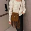 Fall and Winter Retro Fashion Tassel Bag Leather Velvet Texture Commuter Single Shoulder Bag Crossbody Women's Bag 022424a