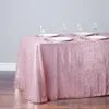 長方形のテーブルクロスキラキラスパンコールテーブルカバー結婚式の誕生日ベビーシャワーパーティーホームデコレーション240220のためのローズゴールドテーブルクロス