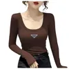 Femmes T-shirts Vêtements T-shirts Blouse Chemise Designer Femme Tricots Chemises Coloré Col Rond Imprimé Styliste T-shirts Cols Slim Top