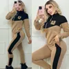 Women's Two Piece Pants Khaki Morning Jogging Tracksuit Casual Jogging Zip Jacket and Designer Sweatpants Suit Set Free Ship