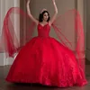 Robe De bal rouge De luxe, 16 robes Quinceanera, épaules dénudées, perles appliquées, dentelle, tulle, 15 ans, 2024