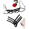 Bras Sets Sexy-Porn Bandage Lingerie Set Sleepwear Lace Fashion Underpants Bra Panties Black Pajamas Ladies G String Open Underwear