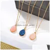 Pendentif Colliers Pendentif Colliers Haute Qualité Teardrop Résine Pierre Cristal Druzy Collier Pour Femmes Plaqué Or Blanc Rose Bleu Fa Dhrqg