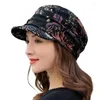 ベレー帽の女性帽子hat meaculpa beanie暖かい折りたたみ可能なイヤフラップキャップ民族スタイル花柄のプリント秋の冬の毎日の服