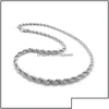 Kedjor 925 Sterling Sier 2mm M Twisted Rope Chain Halsband för kvinnor Män modesmycken 16 18 20 22 24 26 28 30 tum droppe Delive DHL7H