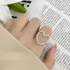 Anelli a grappolo 925 Sterling Silver Love Heart Anello aperto per donne Girl Liquid Lava Gioielli Design Design Dropi