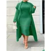 Plus Size Dresses Lw Dress Teddy Plain Bodycon Set Womens 2024 Autumn Winter Warm Sexy Elegant Cocktail Evening Party Drop Delivery A Dhdsm