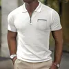 Polos pour hommes 2024 Été Hommes Polo à manches courtes Casual Pure Couleur Bureau Mode Tissu T-shirt Respirant