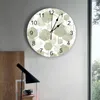 壁の時計緑の幾何学的テクスチャ印刷時計モダンなサイレントリビングルームの家の装飾ハンギングウォッチ