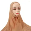 Vêtements ethniques 2024 Fashion Bandband Femmes Bubble Perwing Bubble Chiffon avec corde Pruisible Hijab Wrape Color Solid Hijabs Muslim Hijabs Scarf