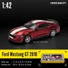 Druckguss-Modellautos 1/42 Ford Mustang GT Legierung Automodell Zusammengebaute Version Druckguss Spielzeugfahrzeuge Modelle Abnehmbare Box Kinderspielzeug Geschenke für Jungen