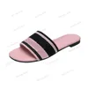 Paris broderad bländande designer tofflor kvinnors kedjor glider sandaler sommarstrand ränder platt tofflor Spridare kvinnor damer flip flops broderi sandal