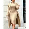 Plus Size Dresses Lw Dress Teddy Plain Bodycon Set Womens 2024 Autumn Winter Warm Sexy Elegant Cocktail Evening Party Drop Delivery A Dhdsm