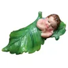 Trädgårdsdekorationer Flower Fairy Baby Figurine Miniature Statue Elegant Sculpture