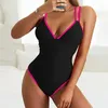 Damesbadmode Dames V-hals String Bikini Monokini Badpak Baden Strandkleding Sexy Yoga Shorts Heren Zwemmen Wit