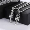 Plated chrome heart Necklaces Cross pure necklace Personality size sword pendant vintage Thai silver necklace for men Pendant Necklace Wedding Party Jewelry no box