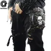 Gothic Steampunk Skull 2019 Women Messenger Leather Rivet Midjeväskor Fashion Retro Rock Motorcykelben Bag för män T200113277O