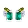 Emerald Gemstone Stud Earrings S925 Silver Shiny Zircon Earrings European Temperament Nisch Design Jewelry221y