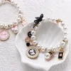 Dog Collars Fashion Pink Rhinestone Princess Pearl Puppy Accessories Pet Necklace Cat Jewelry Bow Collar