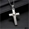 Pendentif Colliers Mode 316L Acier inoxydable Croix Écriture Christian Faith Collier Tantanium Relius Textes Bijoux Drop Livraison Dhotr