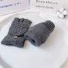 Winter gebreide converteerbare vingerloze handschoenen, warme gebreide flip-top handschoenen converteerbare halve vingerwanten 2256