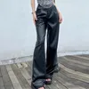 Womens Pants 2024black Pu Leather Women High Waist Trousers Trendy