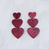 Dangle Earrings Neon Three Big Heart Drop Woman Fashion Long Earings Acrylic Large Earring Girls Summer Korean Jewelry Brincos